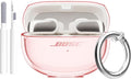 Aircawin for Bose Ultra Open Earbuds Case Clear 2024,Full Protective Shockproof Soft Transparent TPU Cover for Bose Open Ear Wireless Earbud Headphone Accessories with Carabiner and Cleaning Pen-Pink