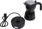 Electric Mocha Pot, 3 Cup Aluminum Machine Portable Electric Italian Cuban Coffee Maker with Detachable Base, Mocha Maker for Home Travel Office (Black)