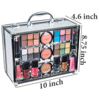 SHANY Carry All Trunk Makeup Train Case with Re-usable Aluminum Beauty Storage Organizer Case. Make up Set with Eye palettes, Blushes,Face Powders, Manicure, Pedicure and Cosmetics Brushes. GIFT SET