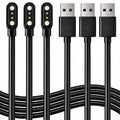[3-Pack] Smartwatch Charger, 2-Pin Magnetic Charging Cable for IDW13/15/16/17/19/21/23/25/26/28, ID208, GTX20, Compatible with VeryFit/VeryFitPro App Models Smart Watch, Black