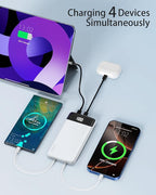 Portable Charger with Built-in Cables 10000mAh Power Bank with Cords, Slim Battery Pack with LED Display, Travel Essential Portable Charger for iPhone 17/16/15/14 Series, Android Samsung Google Pixel