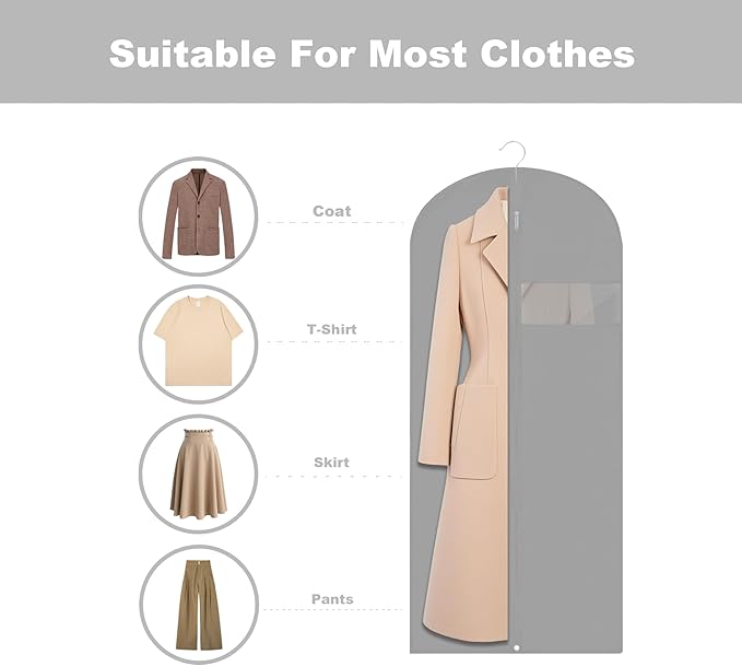 Garment Bags for Hanging Clothes, 45'' Suit Bag Cover for Storage and Travel, Dress Bags for Gowns Long (Grey)
