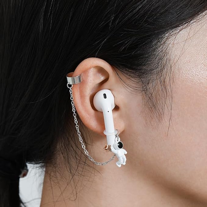 4 Pair Wireless Earbuds Anti-Lost Straps Wireless Ear Buds Clip Holder Protector Lanyard Chain Earrings for Apple AirPods Echo Buds Bluetooth Headphones ENC In-ear Earphones Needn't Ear Hole