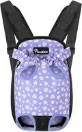 Pawaboo Pet Carrier Backpack, Adjustable Pet Front Cat Dog Carrier Backpack Purse Travel Bag, Legs Out, Easy-Fit for Traveling Hiking for Small Medium Dogs Cats Puppies, XL, Black & Purple Daisy