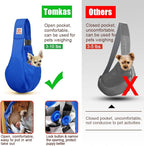 Tomkas Small Dog Cat Sling Carrier Puppy Purse Travel Wrap Soft Crossbody Pet Bag (Royal Blue, M - Zip Pocket & Adjust Strap)