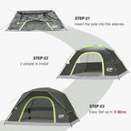 CAMPROS CP Camping Tent 2/4/6 Person, Waterproof Windproof Double Layer Dome Tent, Easy Setup with Large Mesh Windows & Wide Door for Outdoor Camping Backyard