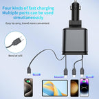 Starlight Retractable Car Charger Adapter for iPhone 17,4 in 1 Fast Charging Car Phone Charger,69W USB C Car Truck Accessories,Road Trip Essentials Gift for Men Women for iPhone 17/16/15/14/13,Galaxy