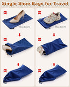 2 Pcs Single Shoe Bags for Travel, 17.3"x8.6" Washable Travel Shoe Bags for Packing in Suitcase, Velvet Dust Bag with Drawstring, Shoe Pouch for Women and Men, Travel and Home Storage(Palace Blue)