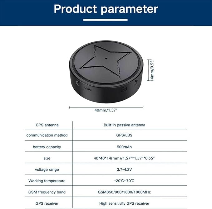 GPS Tracker for Vehicles, Strong Magnetic Car Vehicle Tracking Anti-Lost, No Monthly Fee, No Subscription, Multi-Function GPS Mini Locator with Free App (PG12-18)