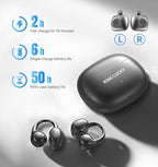 King Lucky Clip-On Earbuds Gen 3, Open-Ear Wireless Bluetooth 6.0 Headphones with Mic, Secure Fit for Small Ears & Glasses Wearers, 50H Playtime, ENC, IPX5 Waterproof Sport Ear Buds (Black)