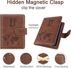 Passport Holder Wallet Cover Personalized Letter A-Z Travel Wallet RFID Blocking Passport Cover Wallet Case for Travel Passport Book Holders for Women and Men, Brown-D