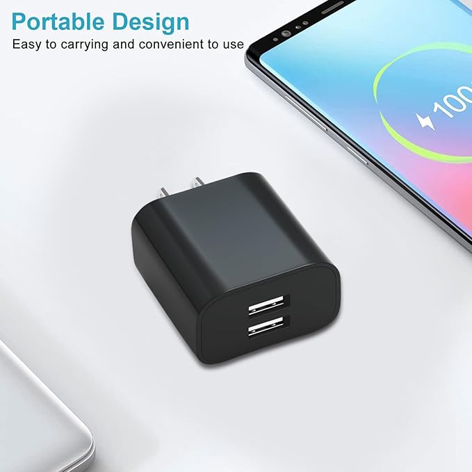 USB Wall Charger,4 Pack Dual Port Plug Adapter for Wall Outlet Charging Block, USB Power Adapter for iPhone 14/13/12/11 Pro/Pro Max, XS/XR/X, Galaxy, Pixel, Moto and Android Phones (Black)