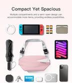 Inateck Sling Bag X, Multi-pocket Crossbody Shoulder Chest Bag with Adjustable Shoulder Strap, Water-resistant Waist Fanny Pack for Men, Women, Travel, Daily Use, Cycling, Hiking, Pink, Large