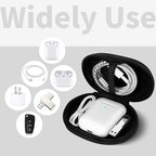 for Earbuds Carrying Case, Small Oval Storage Cases, Portable Storage Earbud Pouch Bag for Earbuds, in-Ear Headphones, Earphones, Headsets, USB Charging Cable, Black1