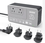 1600W 220V to 110V Converter for European International Travel, Universal Power Plug Adapter Voltage Converter US to Europe, Plug & Play, No Limitations - Power Any American Appliances Overseas