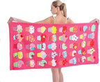 Microfiber Beach Towel Set Oversized Large Quick Dry Soft Thin Sand Free Cute Ice Cream Design 30×60 inch Beach Towels for Kids Women Men Pool Swim Beach Essentials Accessories - Pink