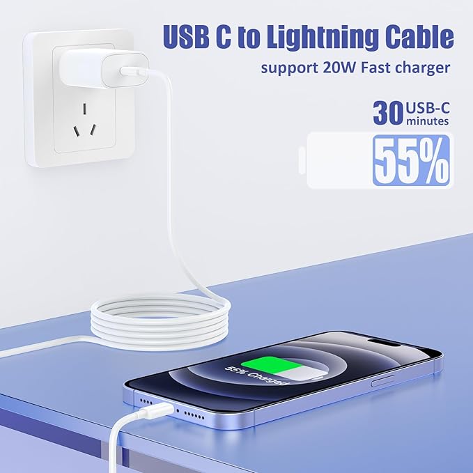 4Pack USB C to Lightning Cable 6FT, Fast Charging Cord for iPhone 14, Replacement for Apple Original Charger Cable for iPhone 14 13 12 11 Pro 11 XS MAX XR 8 7 6s Plus