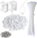 100 Pcs Cable Zip Tie Saddle Type Mounts Base with 8" Cable Ties Tapping Screw, Wire Cable Clips Organizer Holders Clamps White