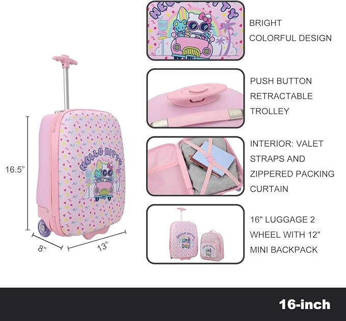 Bioworld Hello Kitty Beach Trip 2-Pack Luggage Set