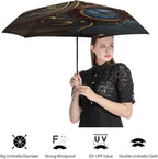 AMRANDOM Travel Folding Umbrella Automatic Open Tri-Fold For Car Rain Outdoor Use For Car Rain Outdoor Use With Black Anti-Uv Coating