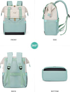 LOVEVOOK Laptop Backpack for Women, 15.6 Inch Work Laptop Bag with USB Port, Fashion Teacher Nurse Backpack Purse, Waterproof Travel Computer Backpack with Organizer Bag, 2PCS, Beige-Mint Green