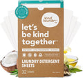 Kind Laundry Detergent Sheets – 32 Loads Fragrance Free, EWG Verified, No Residue After Wash, Eco Plastic-Free Liquidless Laundry Soap, Non-Toxic Formula, for Sensitive Skin, Travel & Dorm Friendly