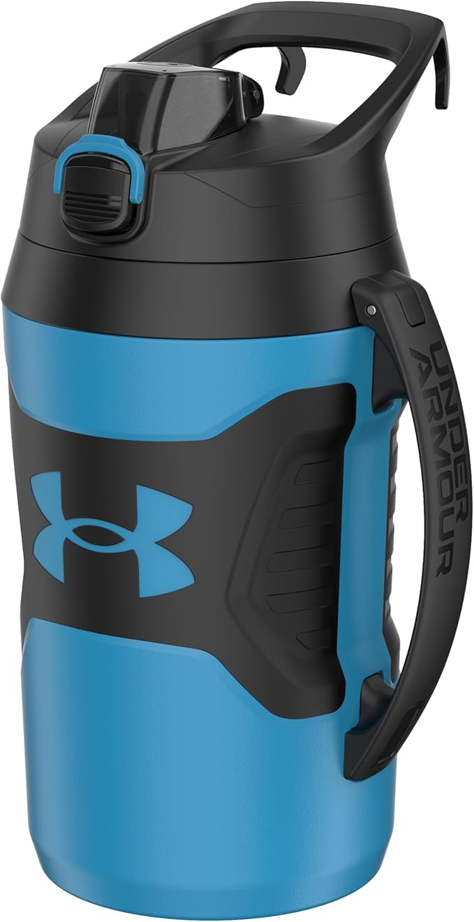 Under Armour Insulated Water Bottle with Handle & Fence Hook, Half Gallon Sports Water Jug, Leak-Resistant & BPA-Free for Baseball, Football & Gym - Ether Blue/Ether Blue, 64oz
