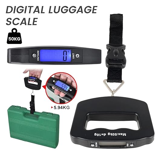 3 Pack Luggage Scale, 50 Kg/110 Lbs Suitcase Weight Scale with LCD Display Backlight, Portable Buckle Baggage Weight Scale for Travelers and Fish Weighing, (Battery not Included)