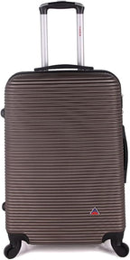 InUSA ROYAL Hardside Spinner Luggage with Ergonomic Handles | Spacious Travel Suitcase with Four Spinner Wheels and Studs | 24 Inch Medium Hardside Spinner Luggage | Brown