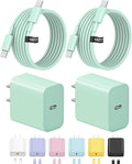 10FT iPhone 17 16 15 Charger Fast Charging USB C Charger Block Type C Chagrer Fast Charging 2-Pack for iPhone 17/17 Plus/17 Pro/17 Pro Max/iPhone 16/16 Plus/16 Pro/16 Pro Max/15/15 Pro Max(Green)