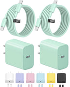 10FT iPhone 17 16 15 Charger Fast Charging USB C Charger Block Type C Chagrer Fast Charging 2-Pack for iPhone 17/17 Plus/17 Pro/17 Pro Max/iPhone 16/16 Plus/16 Pro/16 Pro Max/15/15 Pro Max(Green)