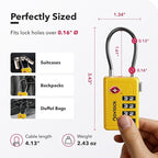 Luggage Locks TSA Approved with Inspection Indicator and Resettable 4-Digit, Easy-to-Read Combination, TSA Locks for Luggage, Suitcases, Backpacks & Travel Bags, Yellow, 2-Pack