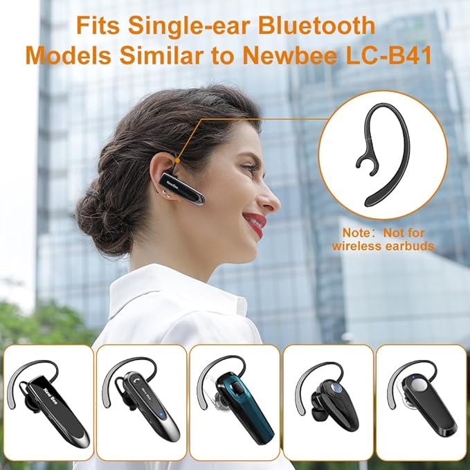 6 Pack Replacement Ear Hook Universal Small Clamp Loop Clip for Other Bluetooth Headset(Black)