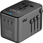 Universal Travel Adapter 120W GaN Fast Charger, 4 USB C 1 USB-A & 2500W AC Outlet, International Power Adapter for Europe UK US 200+ Countries, Compatible for MacBook iPhone iPads Laptop Phone