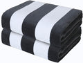 Exclusivo Mezcla 2 Pack Cotton Large 30x60 Inches Cabana Stripe Beach Towels, Super Absorbent Soft Plush Pool Bath Towel (Charcoal Grey)