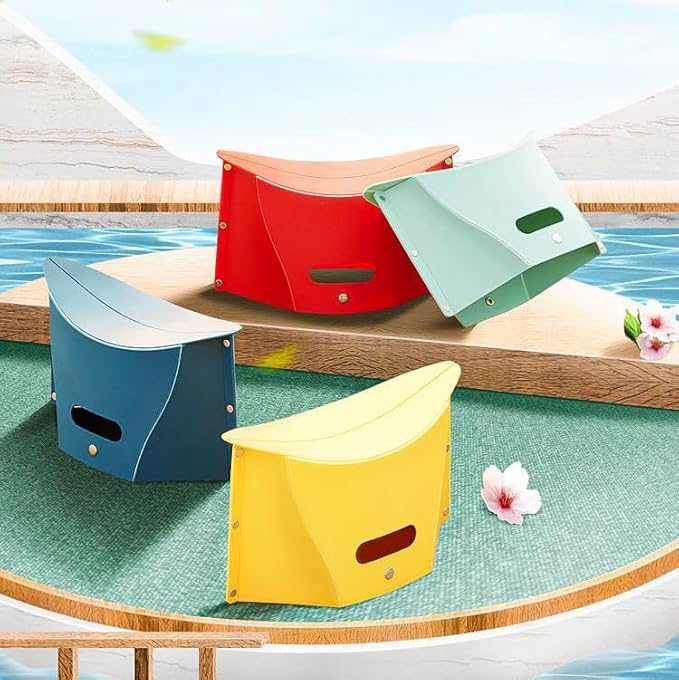4 Pack Lightweight Folding Collapsible Portable Stool - Camping Hiking Stool, Pocket Chair, Hiking Accessories for Outdoor, Backpacking, Travel, Picnic, BBQ(Small)