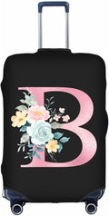 B Alphabet Design Custom Travel Luggage Cover Tag Set TSA Approved Vintage Letter Print Suitcase Protector Men Women (M 22-25 Inch Luggage)