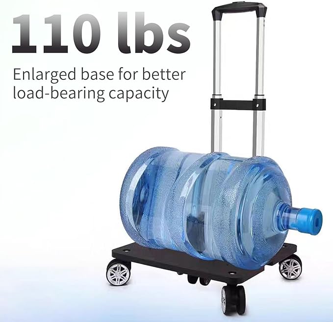 Foldable Black Aluminum Backpack Cart with 5 Swivel Wheels, Large Base, Ideal for Large Backpacks, Pet Carriers, Laptop Bags