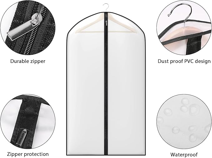 Zilink 43" Suit Bags for Closet Storage Dust Proof Garment Bags for Hanging Clothes Suit Covers for Storage with Full Zipper for Suit Coat Jacket Sweater Closet Storage, Set of 10