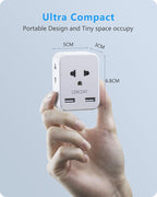 LENCENT EU to US Plug Adapter, European to USA Outlet Adaptor with 2 USB, Europe to American Outlet, 3-Sided Outlet Extender, Wall Tap, Mini Charger Box, Travel Plug Converter