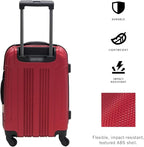 Kenneth Cole REACTION Out of Bounds Lightweight Hardshell 4-Wheel Spinner Luggage, Scarlet Red, 20-Inch Carry On