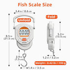 Fishing Scale Luggage Scale 132lb/60kg Digital Fish Scale, Fish Weight Scale with Backlit LCD Display, Luggage Weight Scale with 4 Units, 2 AAA Batteries, Hanging Scale for Fishermen Travelers