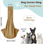 Pawaboo Small Dog Sling Carrier, Reversible Hands Free Dog Sling Carriers for Small Dogs and Cats, Puppy Slings Carrier with Safety Harness, Puppy Essentials, Khaki