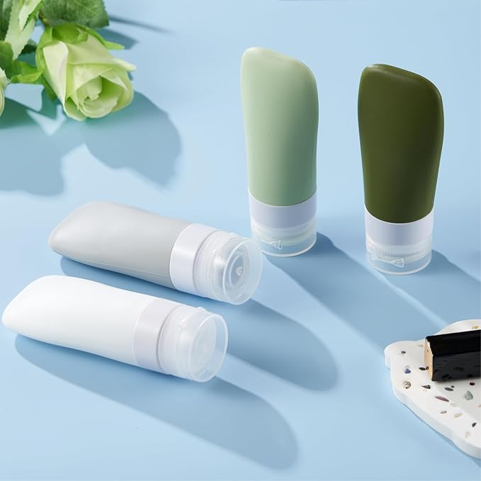 INSFIT Travel Bottles for Toiletries, TSA Approved 3oz Travel Size Containers, BPA Free Leak Proof Squeezable Silicone Tubes for Shampoo Conditioner Lotion Body Wash with Labels