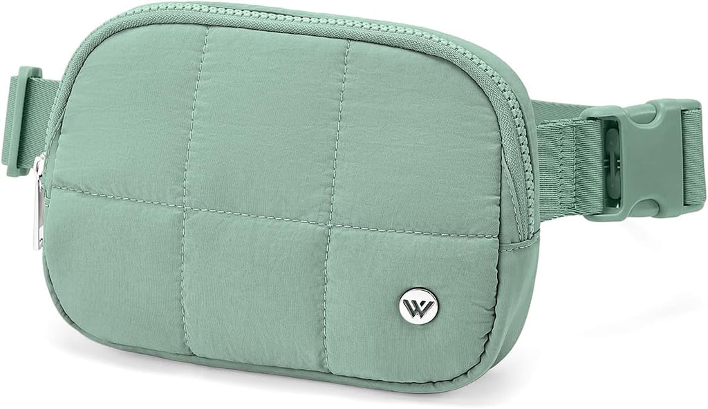 WESTBRONCO Puffer Fanny Packs for Women Quilted Nylon Waterproof Belt Bag with 2 Zipper, Puffy Crossbody Bag with Adjustable Strap, 1L Waist Bag for Travel Daily