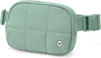 WESTBRONCO Puffer Fanny Packs for Women Quilted Nylon Waterproof Belt Bag with 2 Zipper, Puffy Crossbody Bag with Adjustable Strap, 1L Waist Bag for Travel Daily