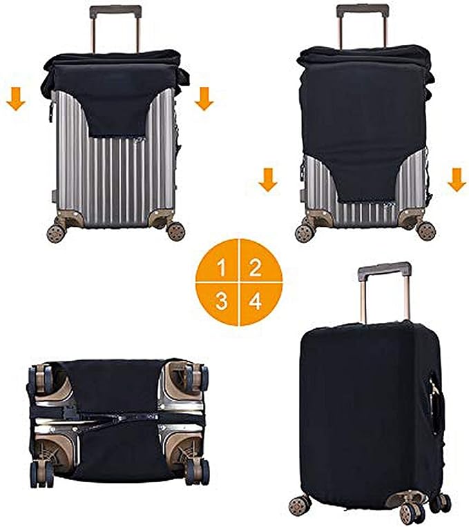 Travel Luggage Cover Suitcase Protector Fits 29-32 Inch Luggage, Blue Purple Marble Elastic Washable Stretchy Anti-scratch Suitcase Sleeve with Concealed Zipper for Wheeled Suitcase Travel Accessories