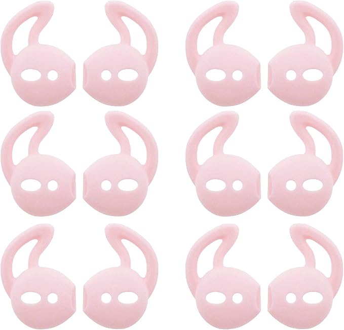 JNSA 6 Pairs Silicone Ear Tips Compatible with Air Pods 1&2,Silicone Soft Anti-Slip Sport Earbud Tips, Anti-Drop Ear Hook Gel Headphones Earphones Accessories Tips (Pink 6 Pairs)
