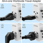Oviitech 28W Universal Travel Adapter,Power Adapter with 5 USB Ports - All-in-one USA, UK, AUS, EU Plugs for Worldwide Use(White).