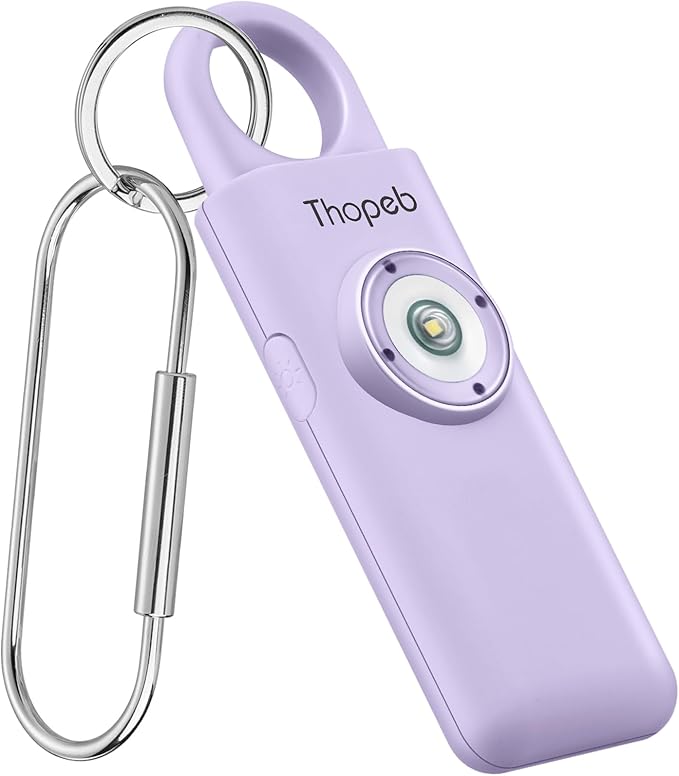 Thopeb– Personal Safety Alarm for Women–135dB Siren, Strobe Light and Rechargeable - Safety Alarm Keychain for Women (Purple)
